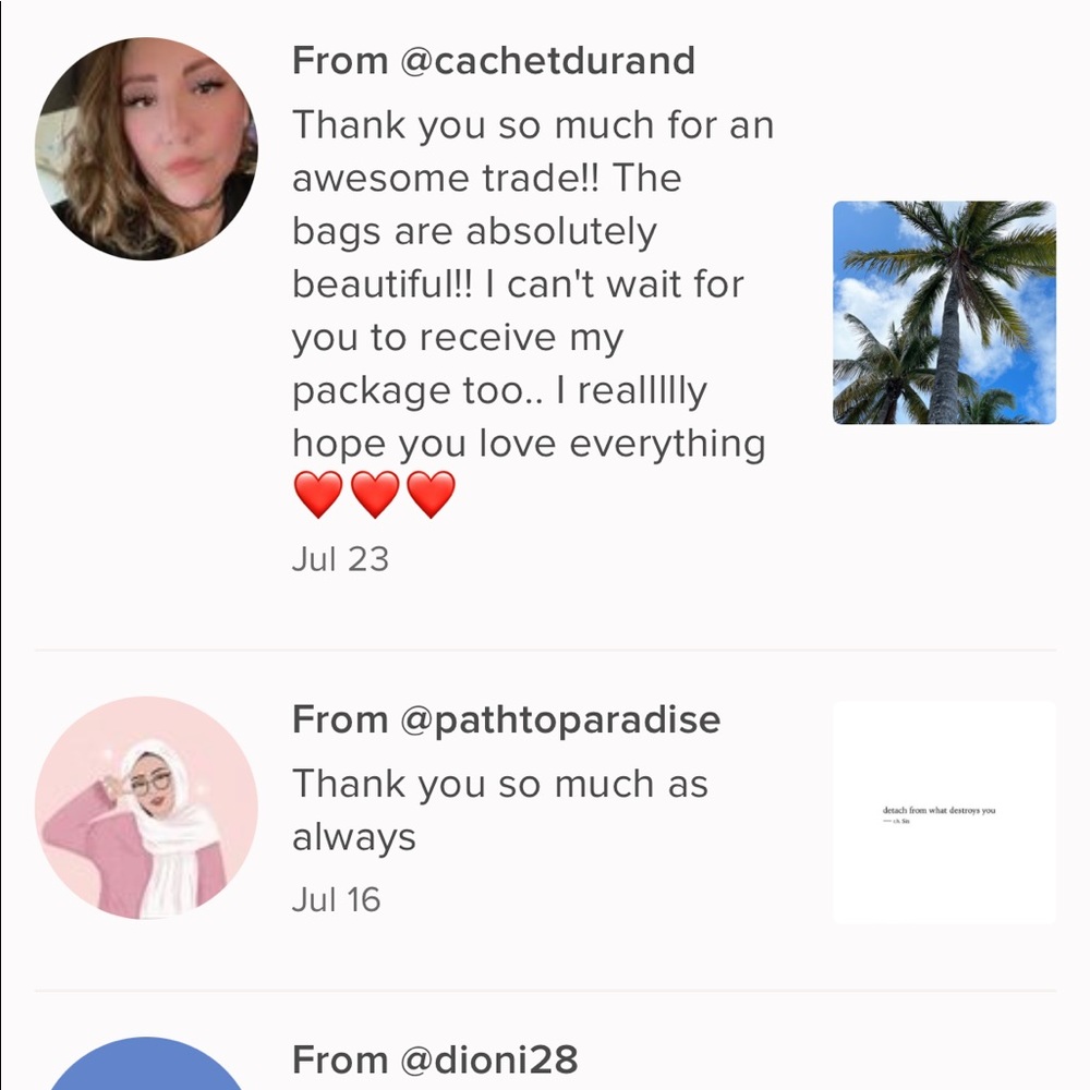 TRADE FEEDBACKS🌸♥️🥰💕💕💕♥️♥️